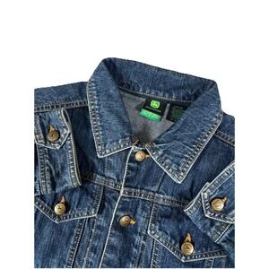 John Deere‎ Blue Denim Trucker Jacket Youth Size L 14/16 Long Sleeve Buttons